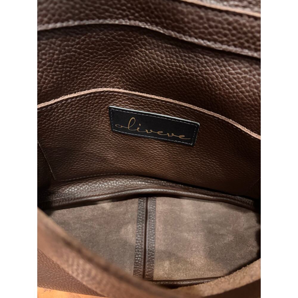 Oliveve brown pebbled soft leather hand bag shoulder bag. Flap front, extra stra - Picture 10 of 12